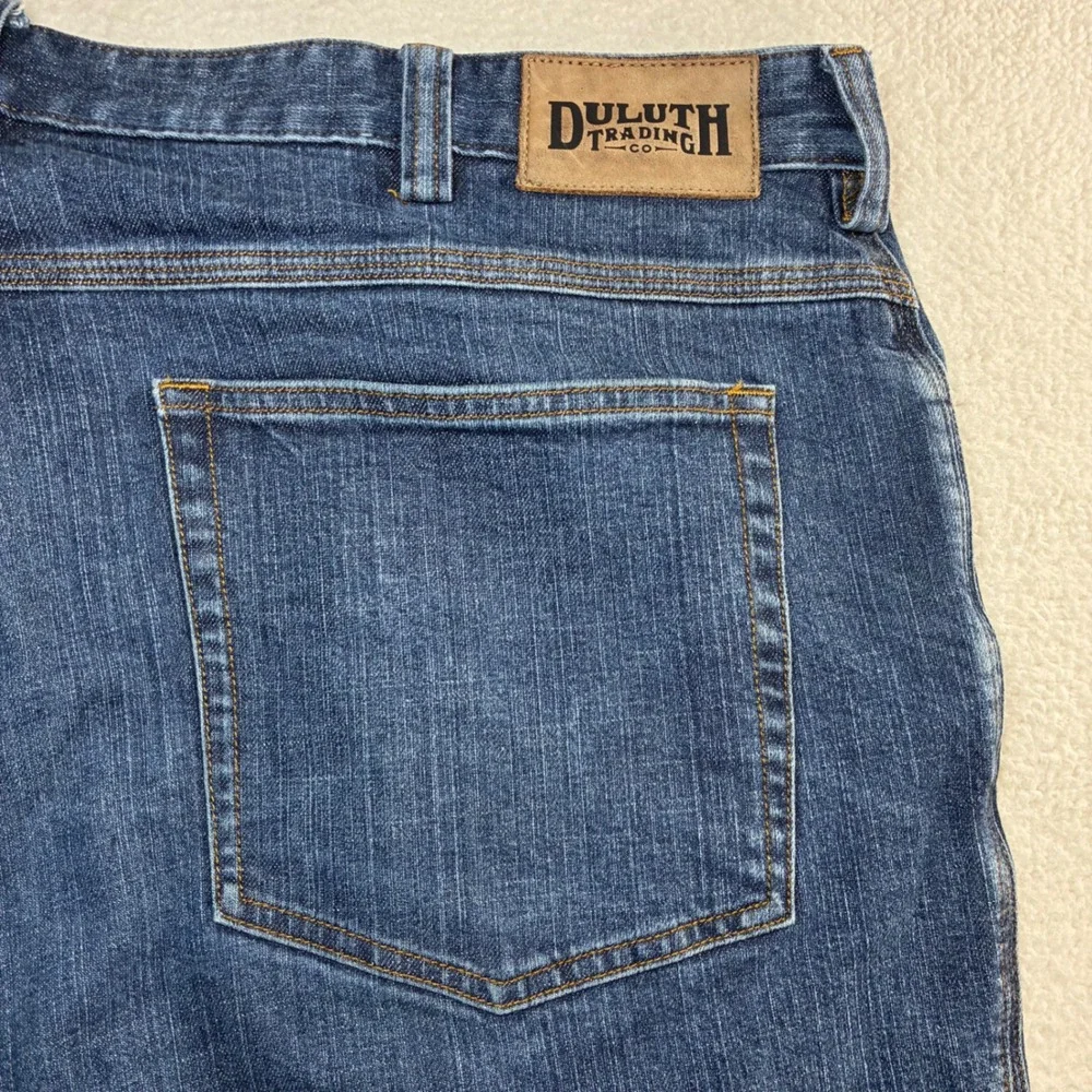 Duluth Trading Co Flex Ballroom Jeans Men 40x30 Blue Relaxed Faded Workwear